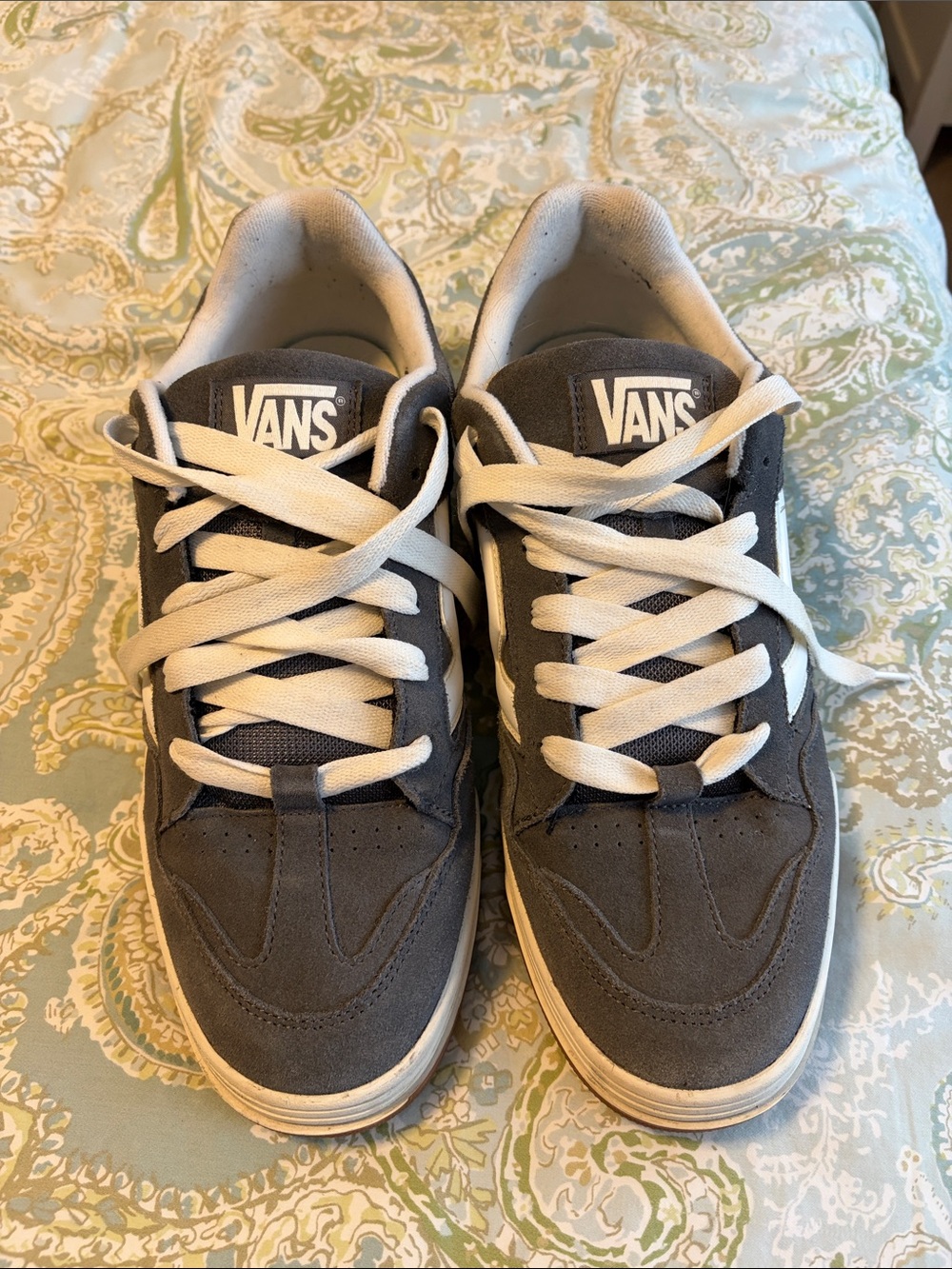 Vans Gray and White Low-Top Skate Sneakers